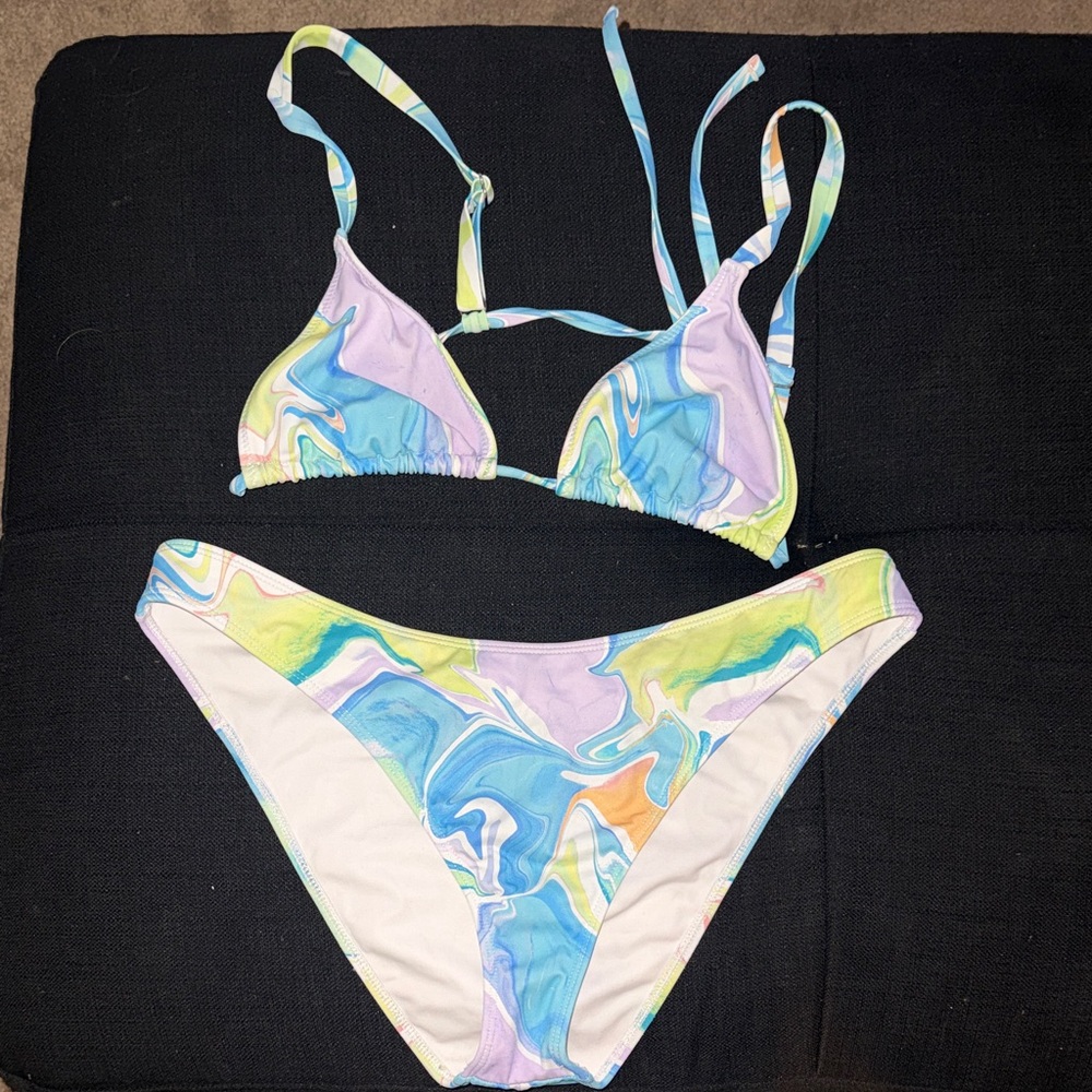 La Hearts Multicolor Swirl Bikini